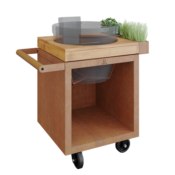 OFYR Kamado Table Corten 65 PRO Teakholz KJ